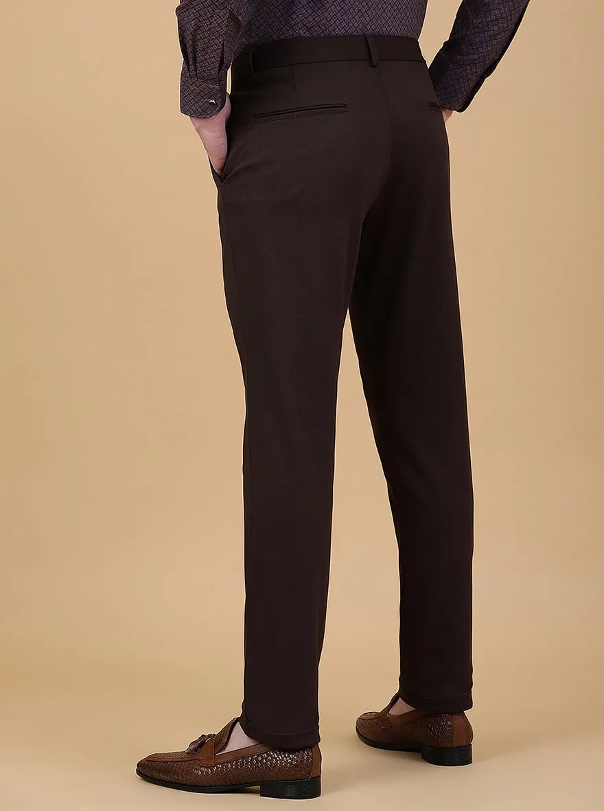 Coffee Brown Solid Slim Fit Club Wear Trouser | JB Studio