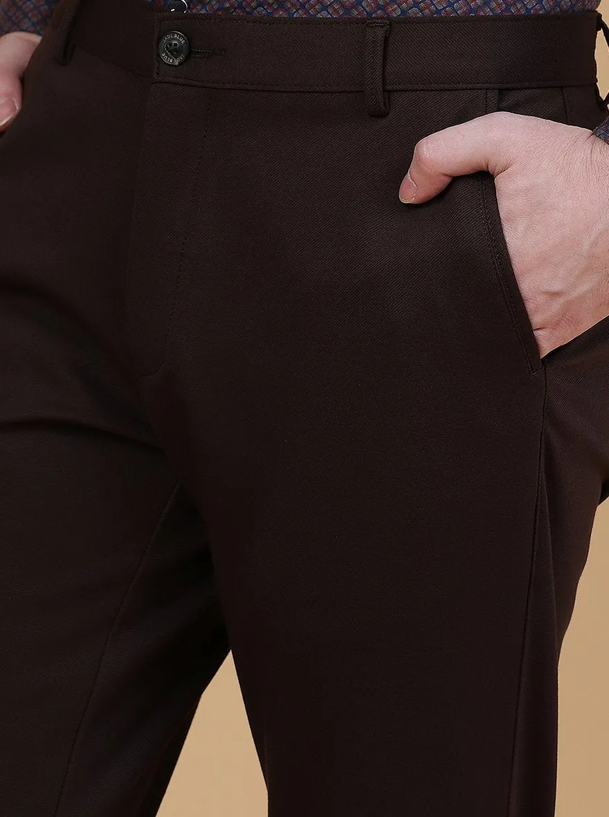 Coffee Brown Solid Slim Fit Club Wear Trouser | JB Studio