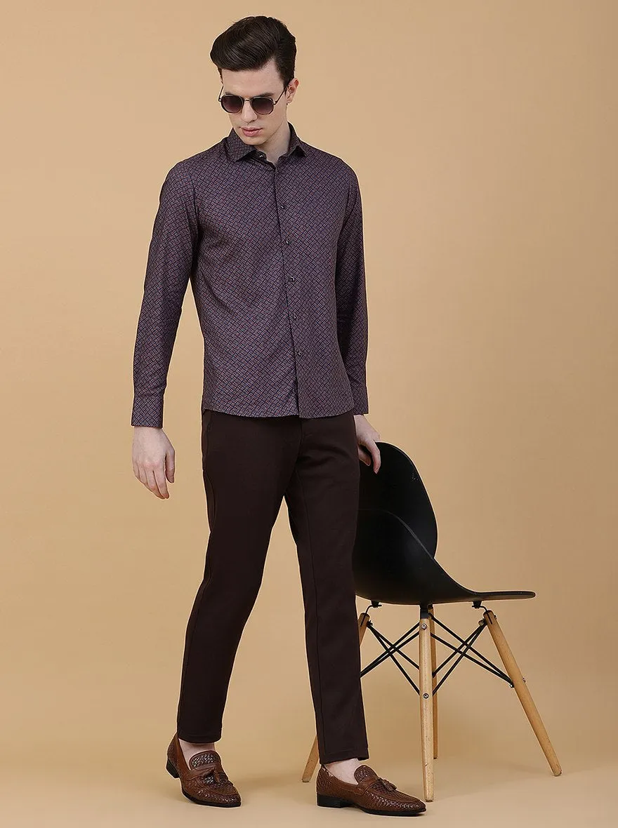 Coffee Brown Solid Slim Fit Club Wear Trouser | JB Studio