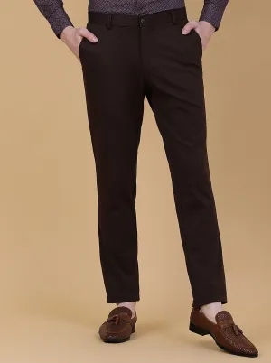 Coffee Brown Solid Slim Fit Club Wear Trouser | JB Studio