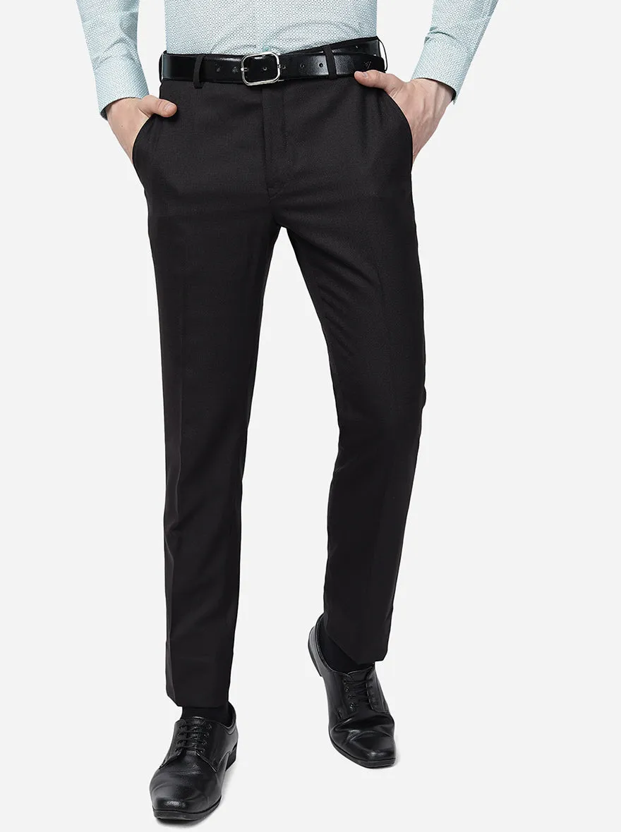 Coffee Brown Solid Slim Fit Formal Trouser | Metal
