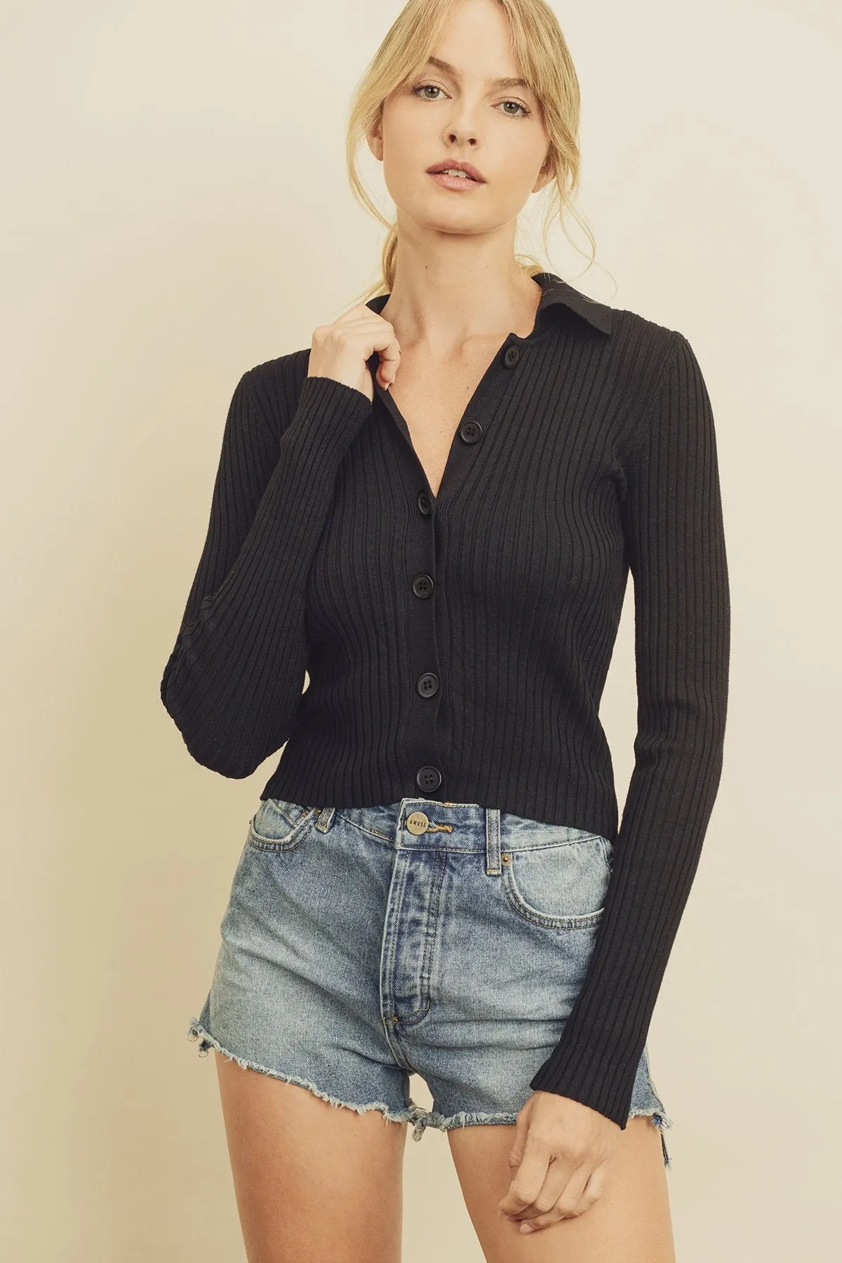 Collared Button Down Knitted Top