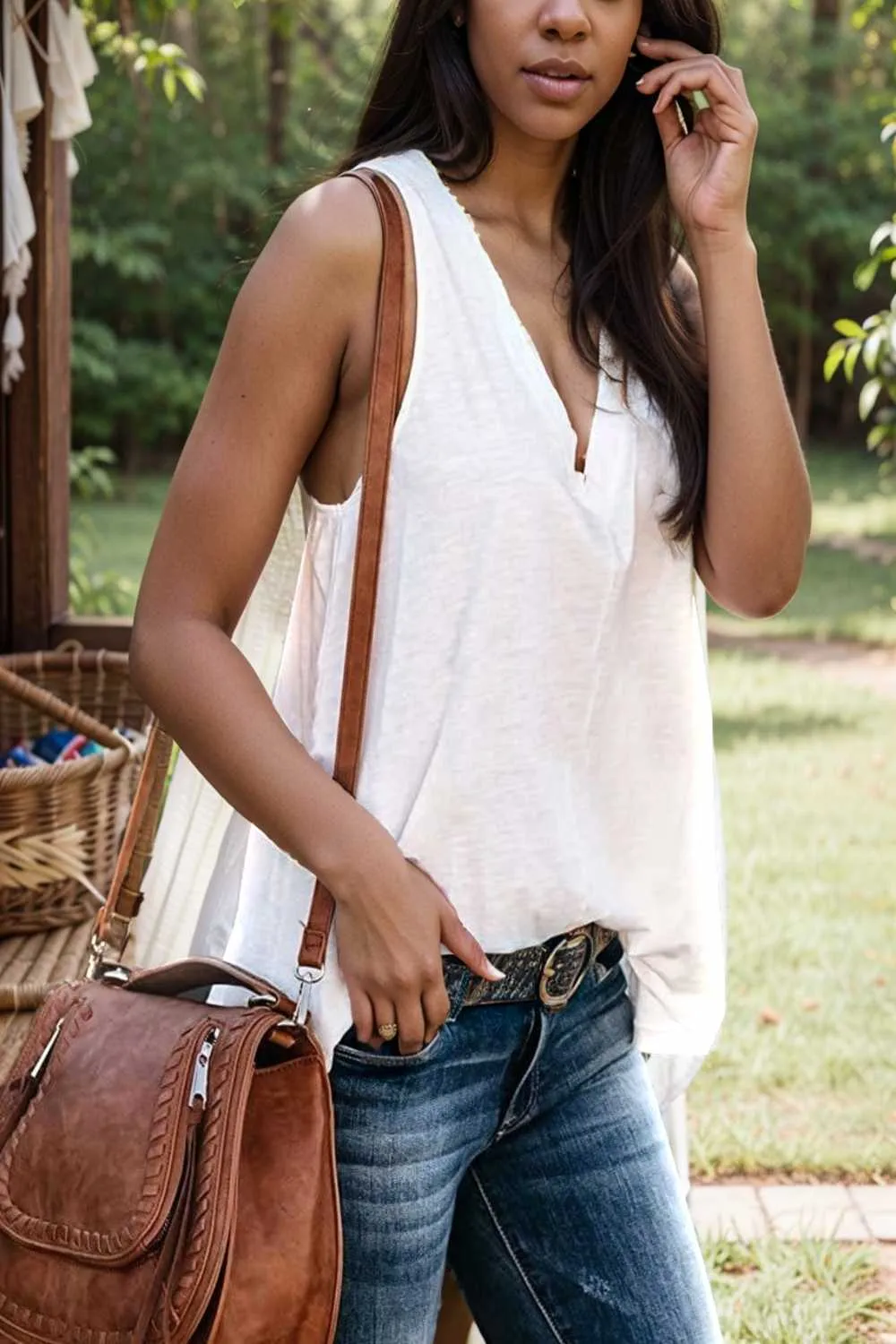 comfort sleeveless v neck tank top in solid colors