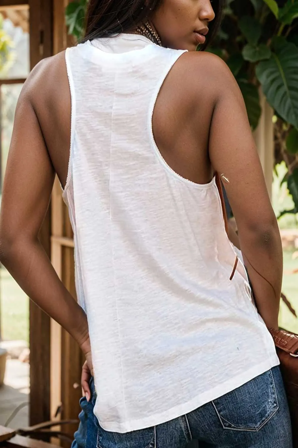 comfort sleeveless v neck tank top in solid colors