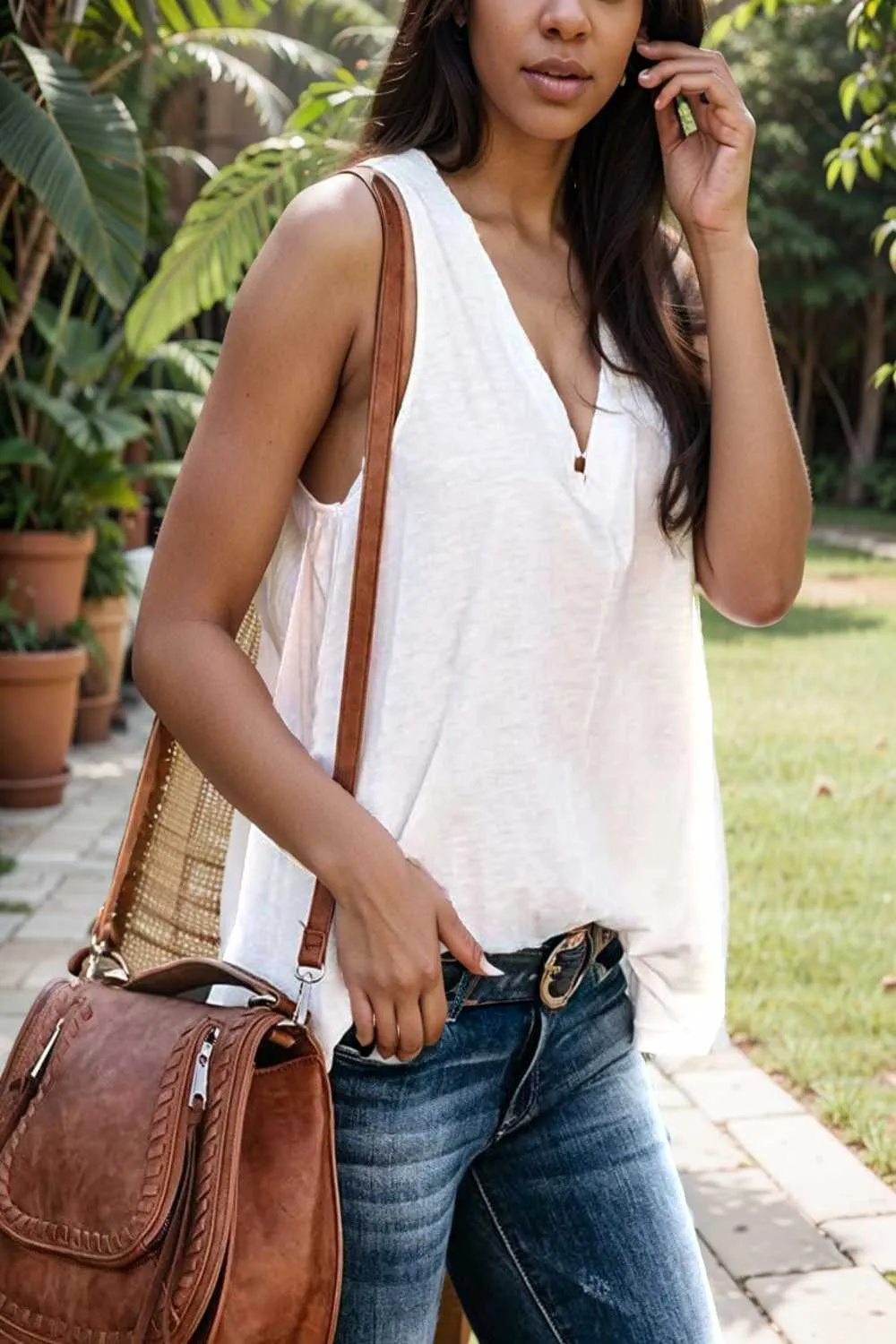 comfort sleeveless v neck tank top in solid colors