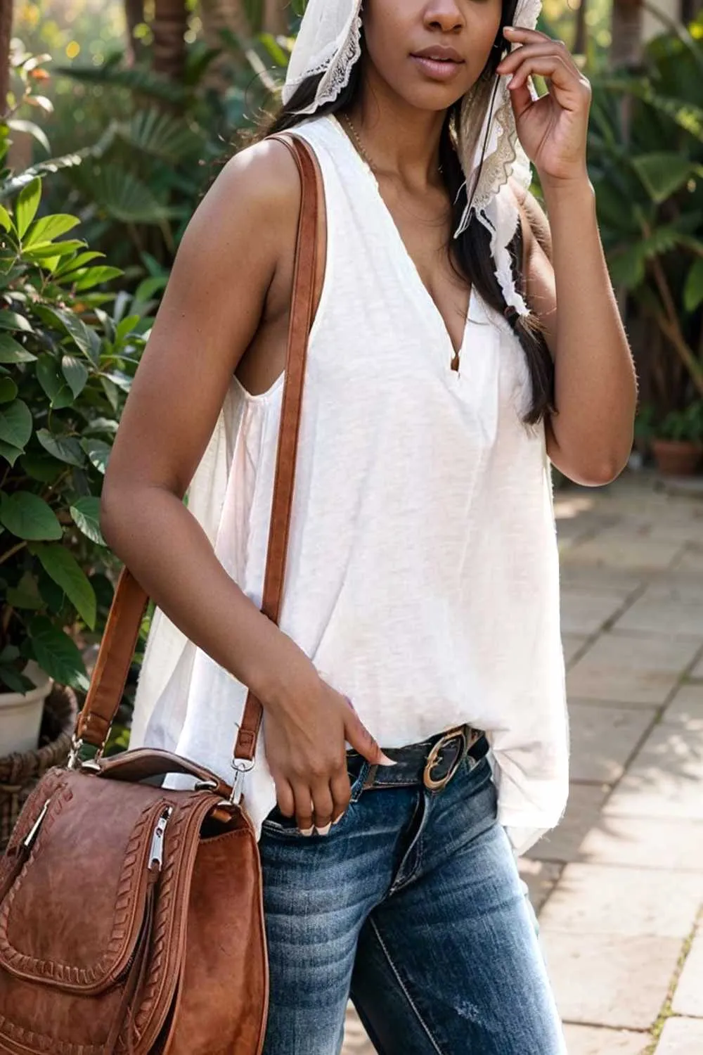 comfort sleeveless v neck tank top in solid colors