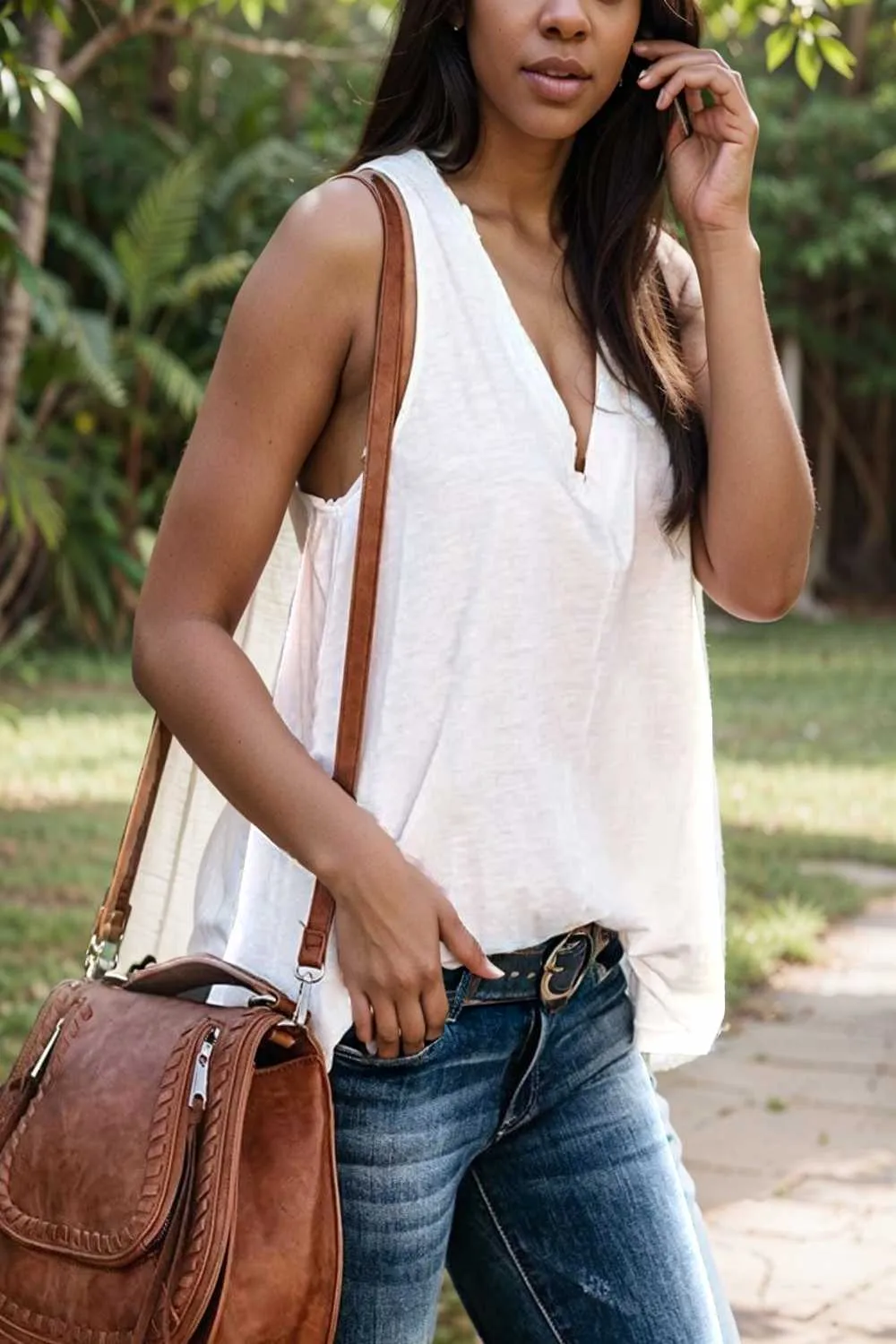 comfort sleeveless v neck tank top in solid colors