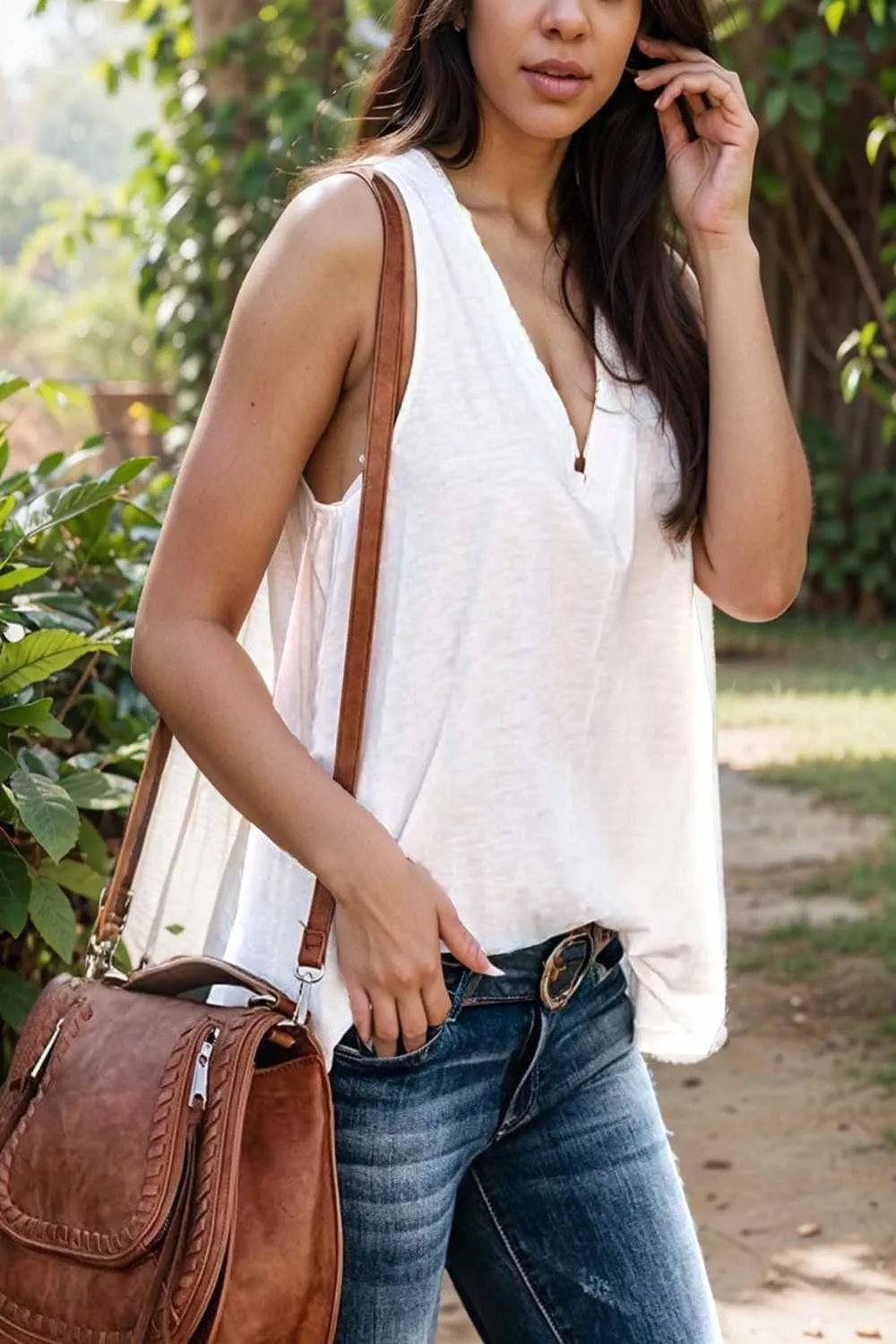 comfort sleeveless v neck tank top in solid colors