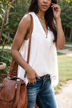 comfort sleeveless v neck tank top in solid colors