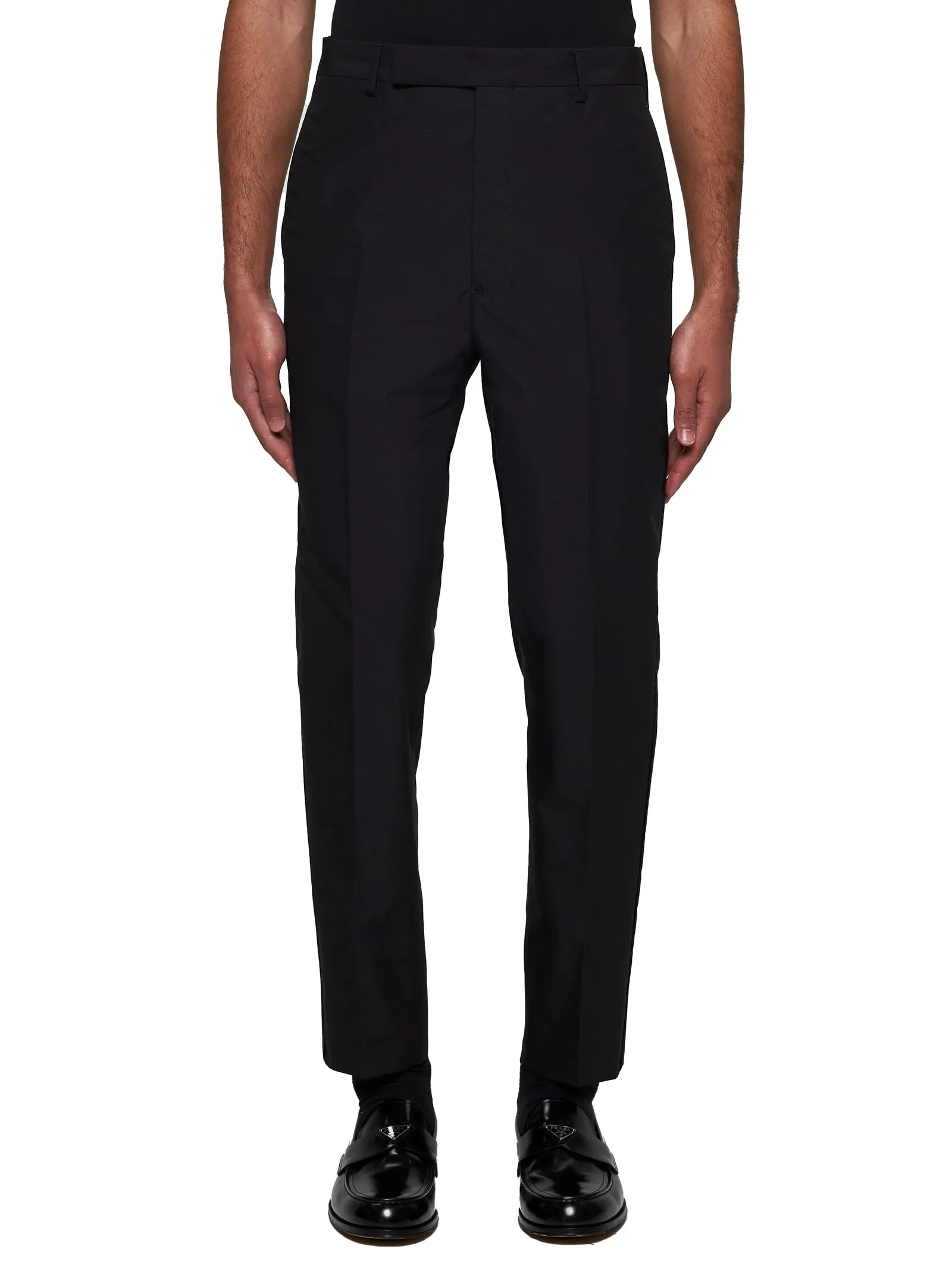 Cotton-blend slim-fit trousers