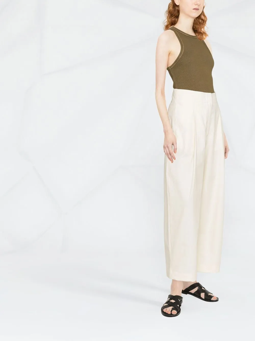 Cotton wide leg trousers