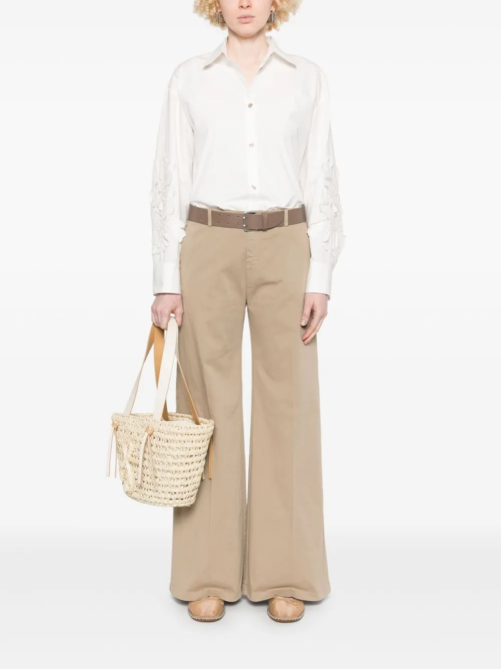 Cotton wide-leg trousers