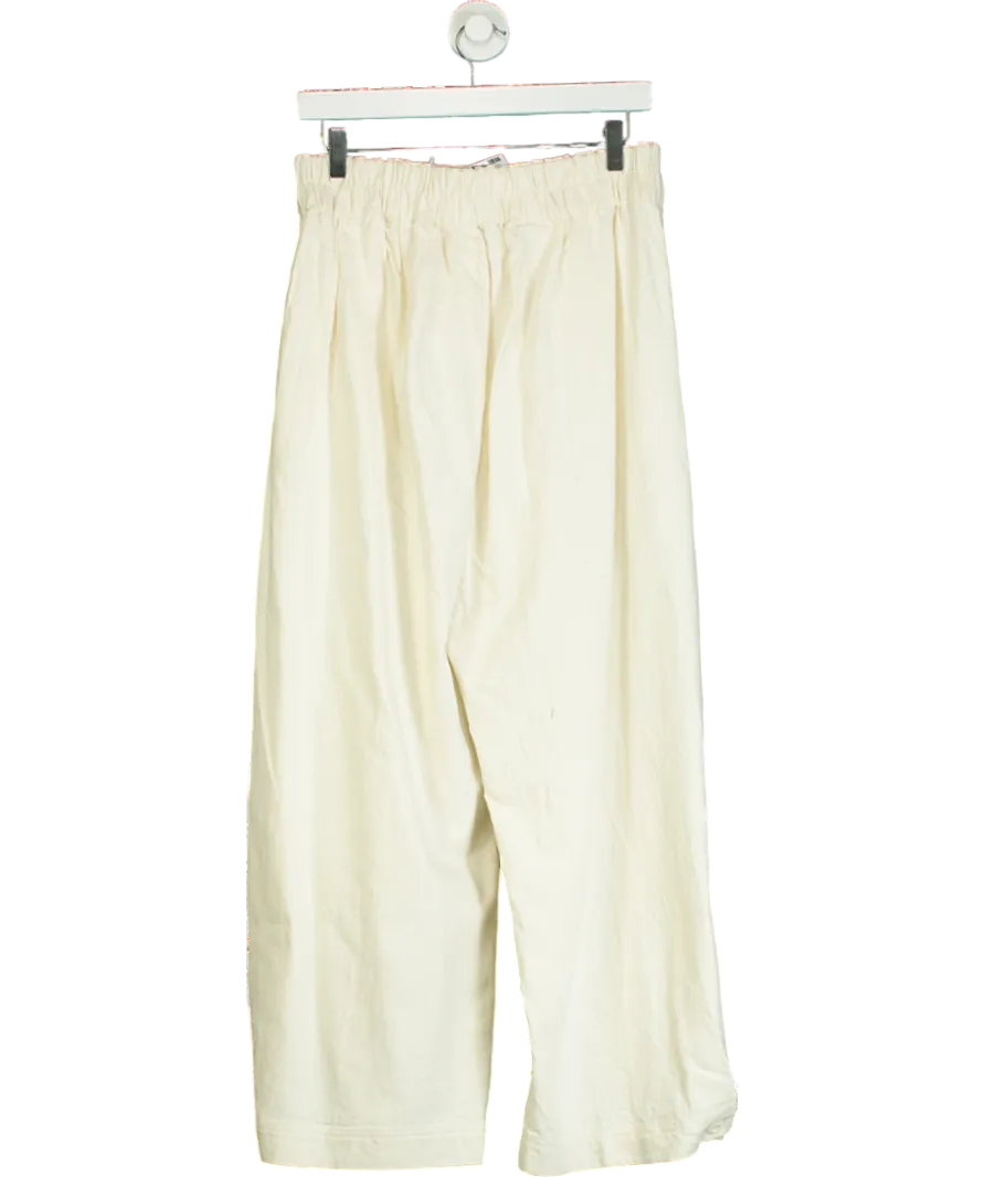 Cream Free People Green Elasticated Waist Wide Leg Trouser UK S