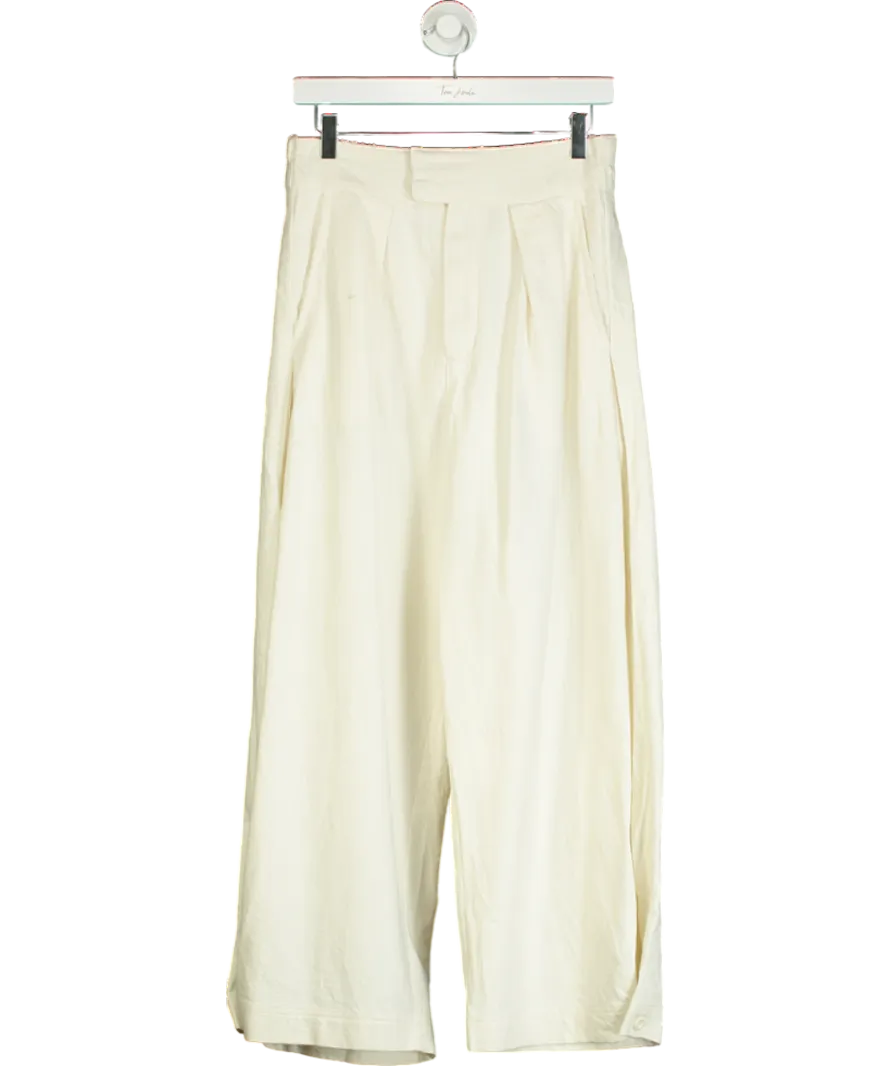 Cream Free People Green Elasticated Waist Wide Leg Trouser UK S