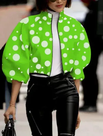 Crop Top Fashion Temperament Polka Dot Print Short Jacket
