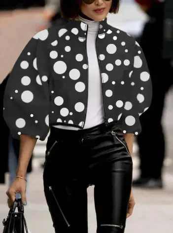 Crop Top Fashion Temperament Polka Dot Print Short Jacket