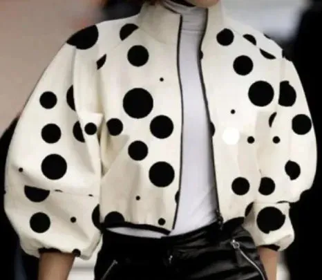 Crop Top Fashion Temperament Polka Dot Print Short Jacket