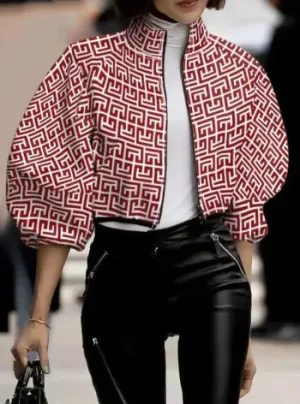 Crop Top Fashion Temperament Polka Dot Print Short Jacket