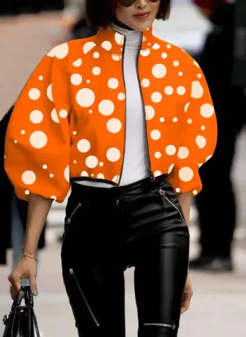 Crop Top Fashion Temperament Polka Dot Print Short Jacket