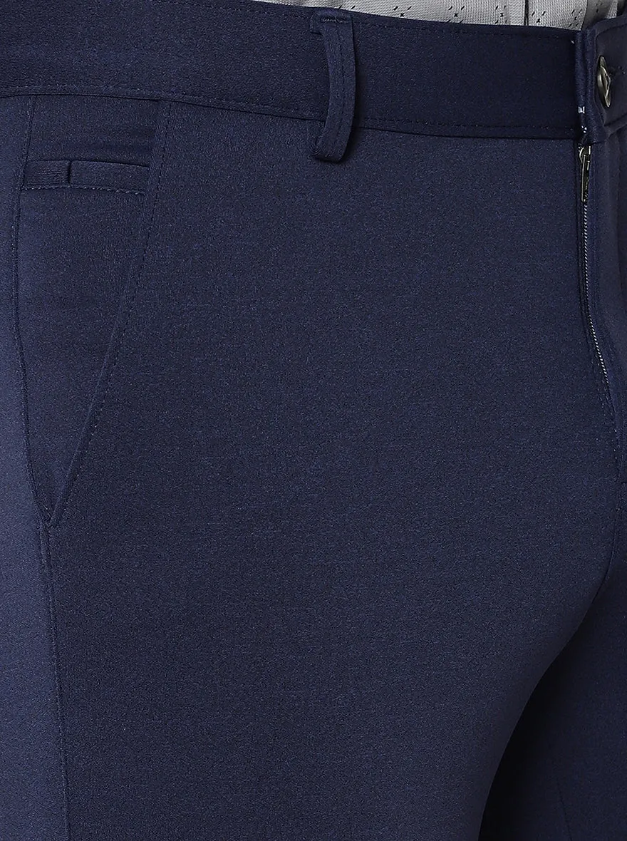 Dark Blue Solid Slim Fit Formal Trouser | JB Studio
