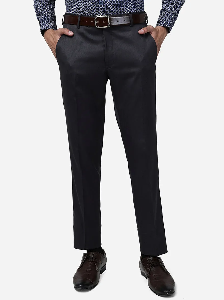 Dark Grey Solid Super Slim fit Formal Trouser | Greenfibre