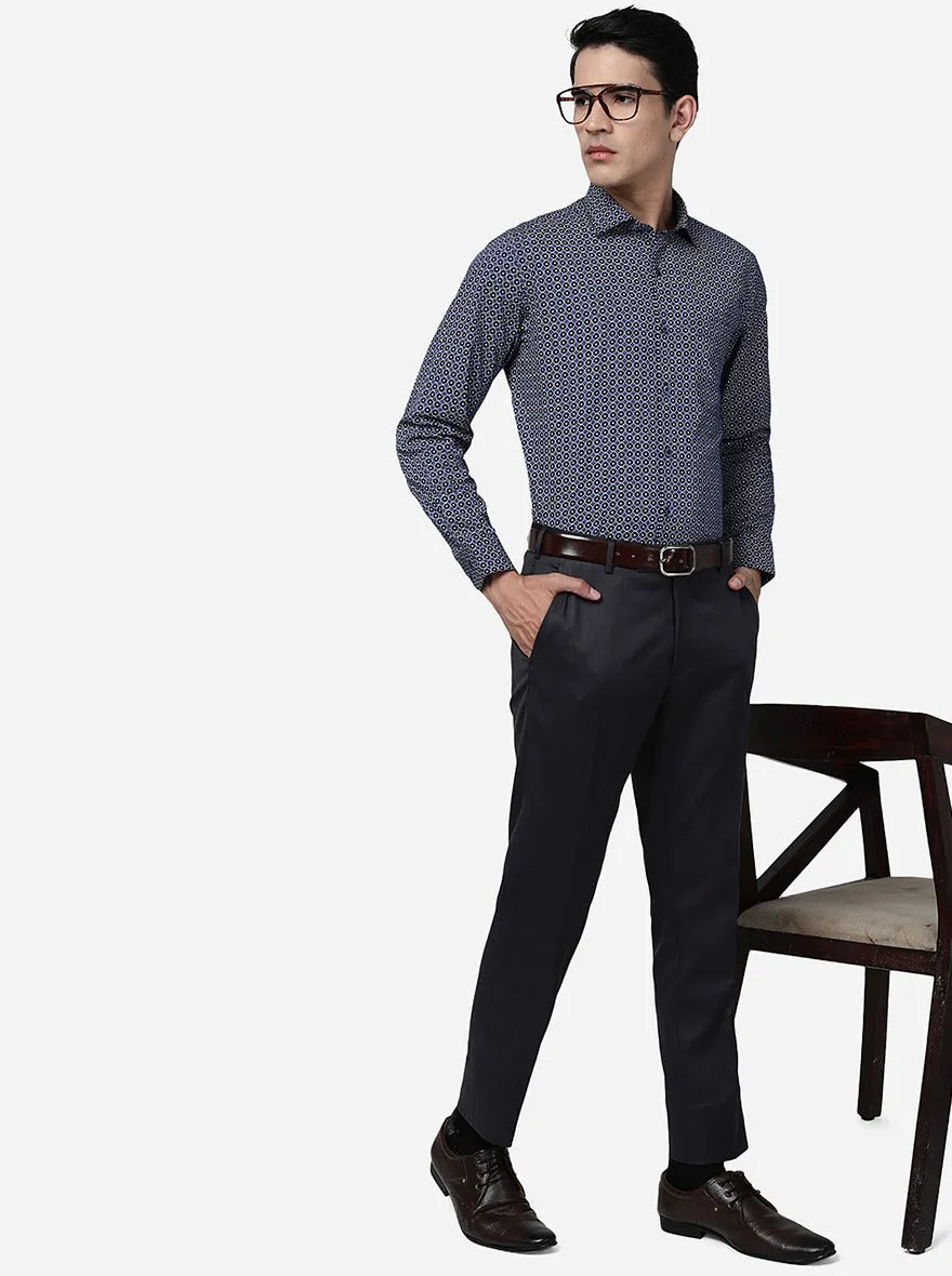 Dark Grey Solid Super Slim fit Formal Trouser | Greenfibre