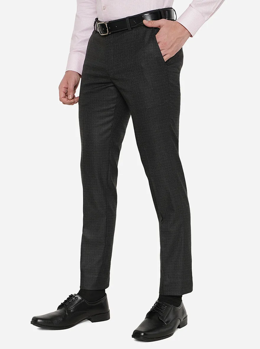 Dark Grey Solid Super Slim Fit Formal Trouser | JadeBlue