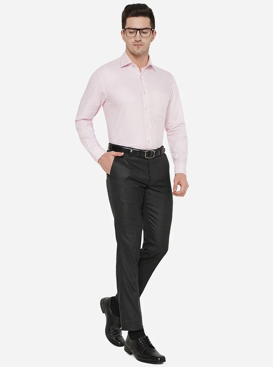 Dark Grey Solid Super Slim Fit Formal Trouser | JadeBlue