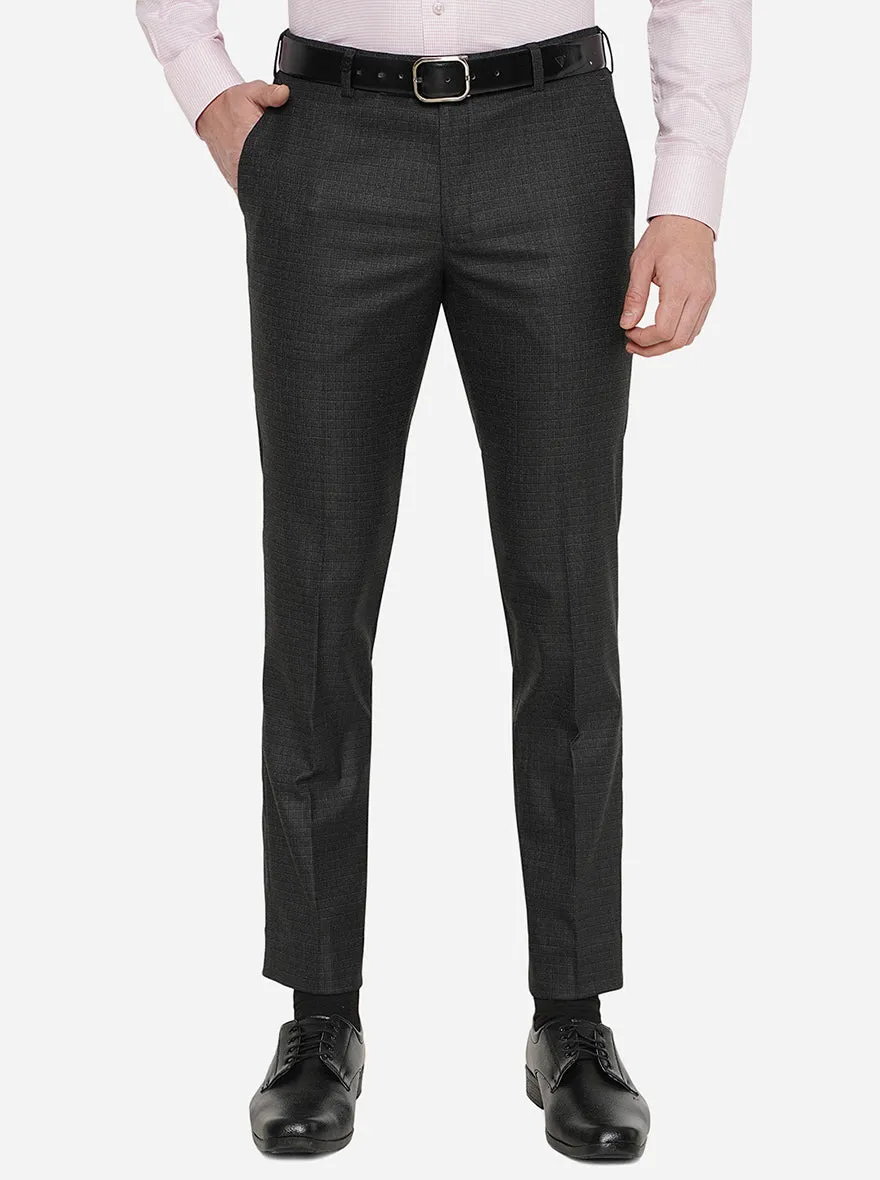 Dark Grey Solid Super Slim Fit Formal Trouser | JadeBlue