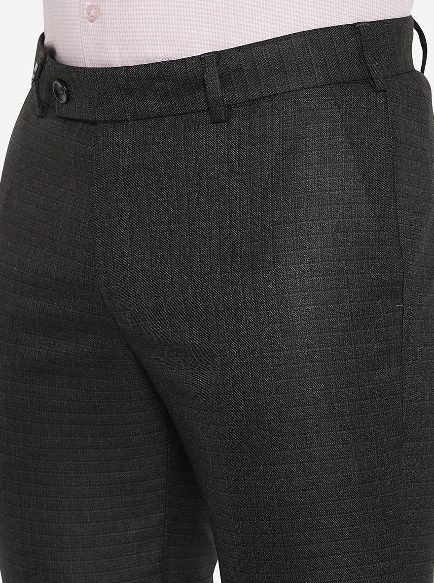 Dark Grey Solid Super Slim Fit Formal Trouser | JadeBlue