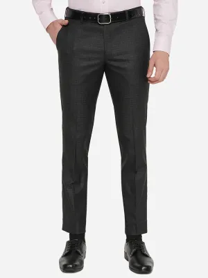 Dark Grey Solid Super Slim Fit Formal Trouser | JadeBlue