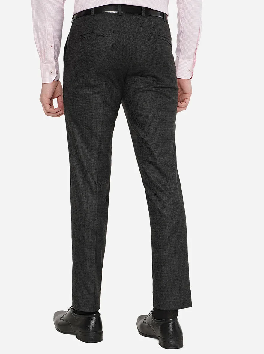 Dark Grey Solid Super Slim Fit Formal Trouser | JadeBlue