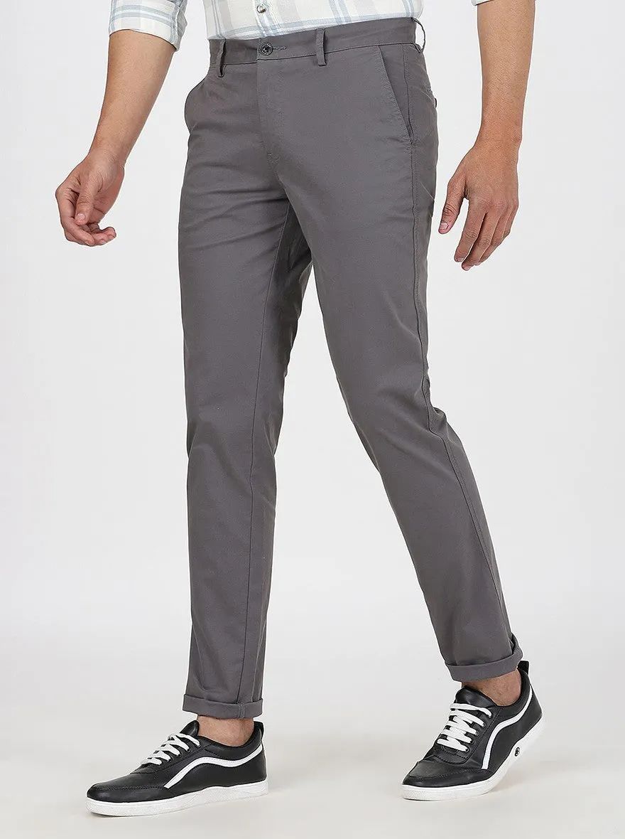 Dark Grey Solid Uno Fit Casual Trouser | JadeBlue