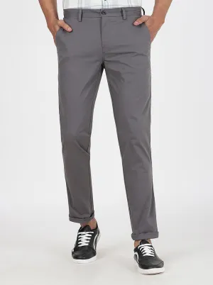 Dark Grey Solid Uno Fit Casual Trouser | JadeBlue