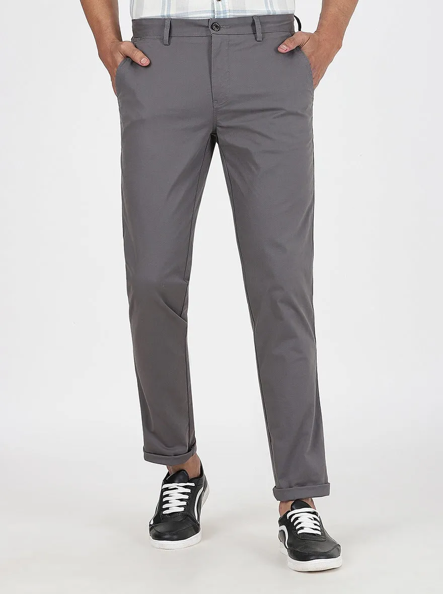 Dark Grey Solid Uno Fit Casual Trouser | JadeBlue
