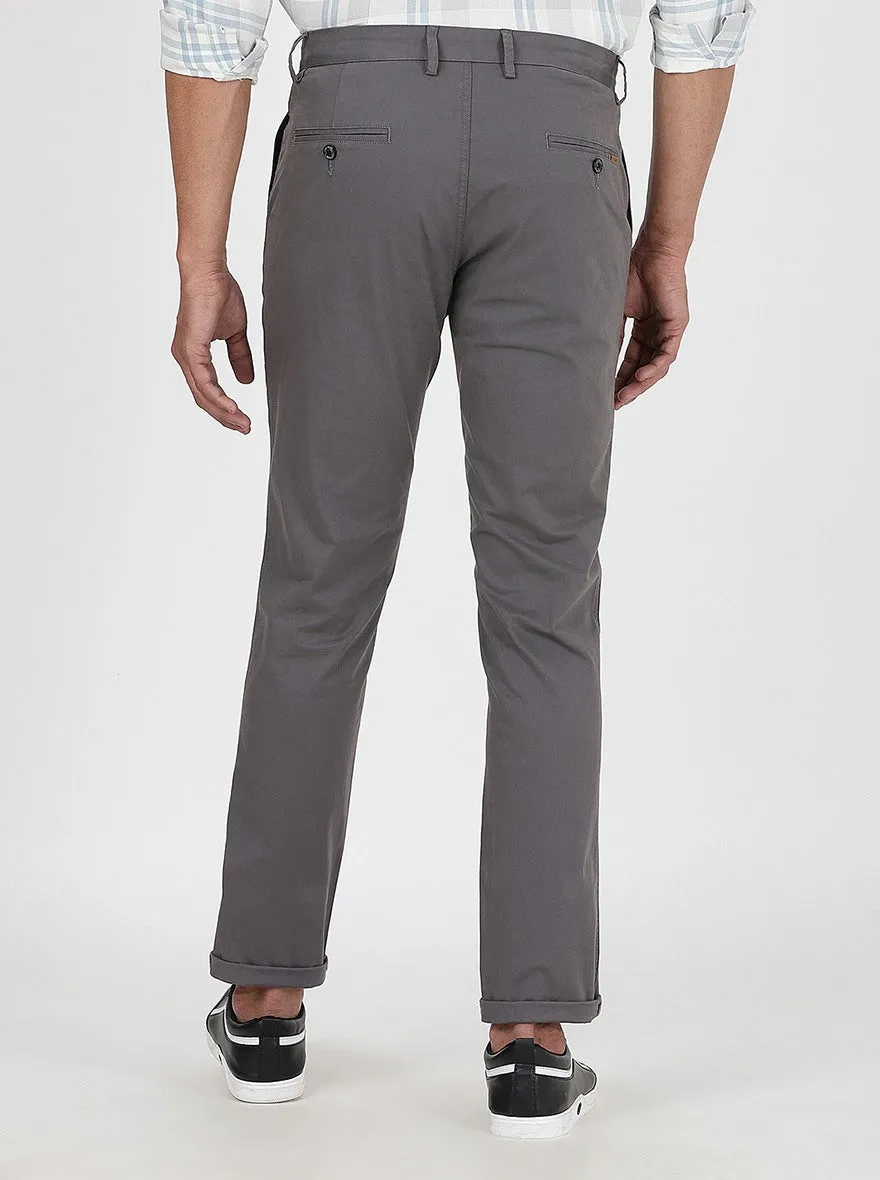 Dark Grey Solid Uno Fit Casual Trouser | JadeBlue