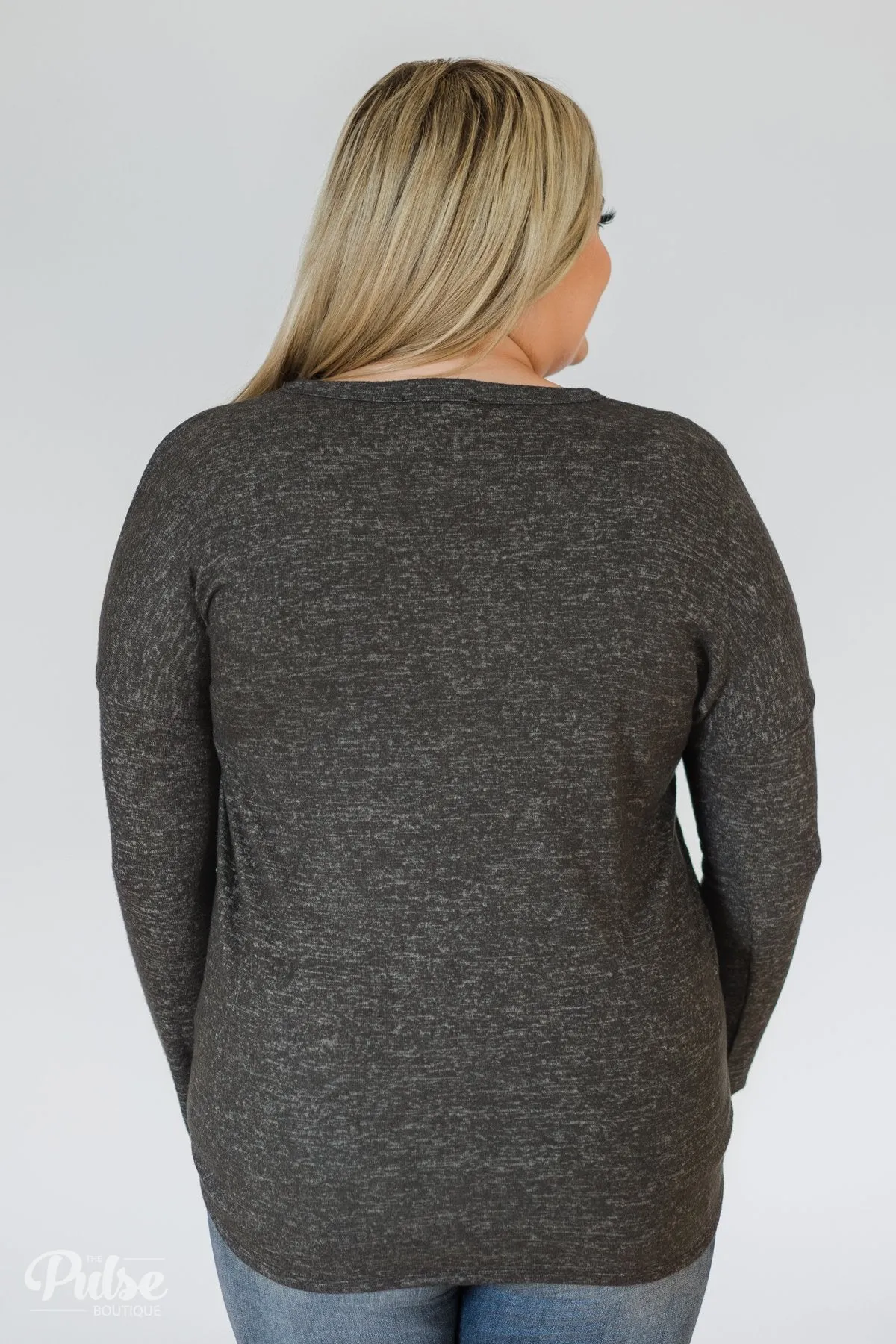 Dearly Loved Button Down Top- Charcoal