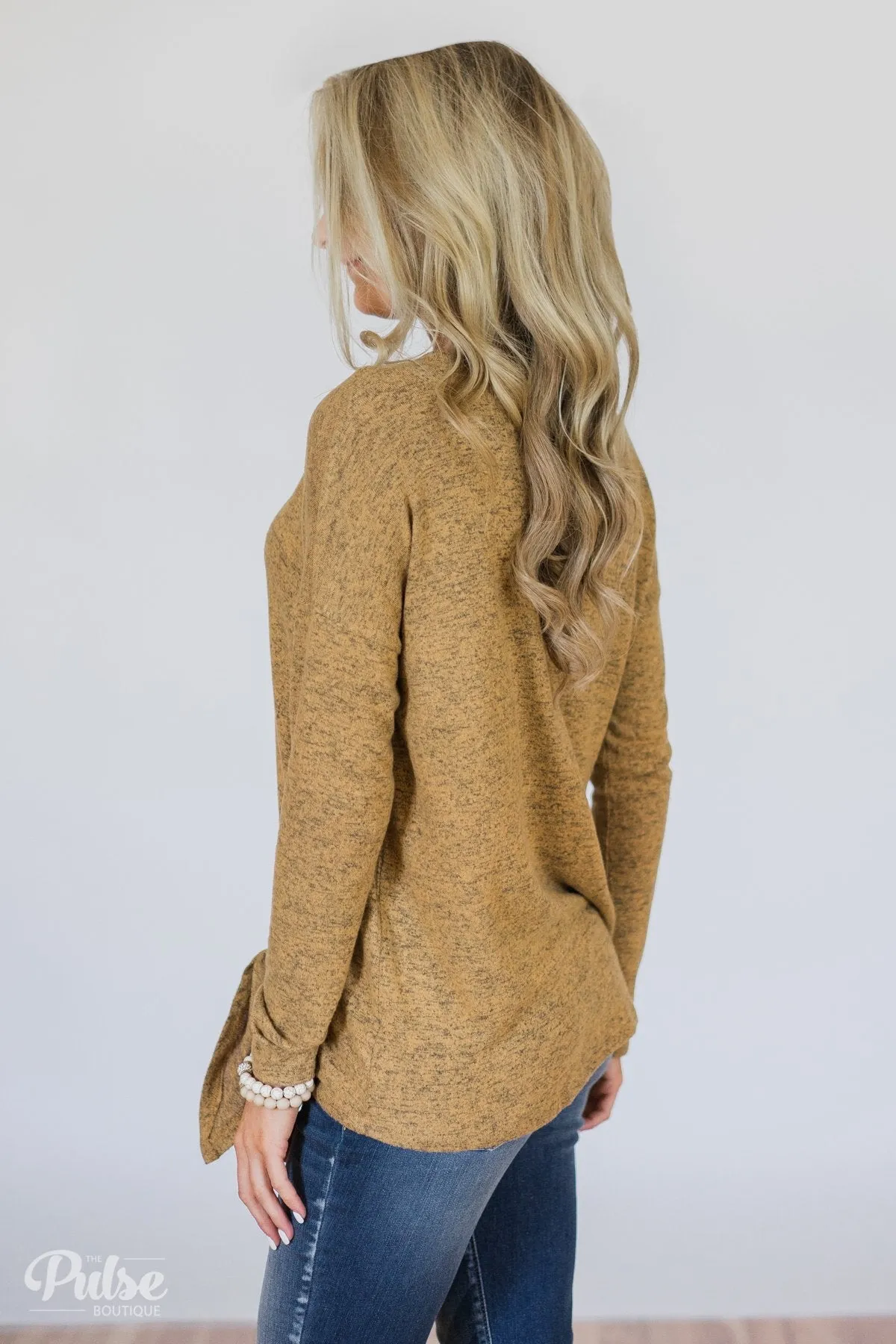 Dearly Loved Button Down Top- Heathered Mustard