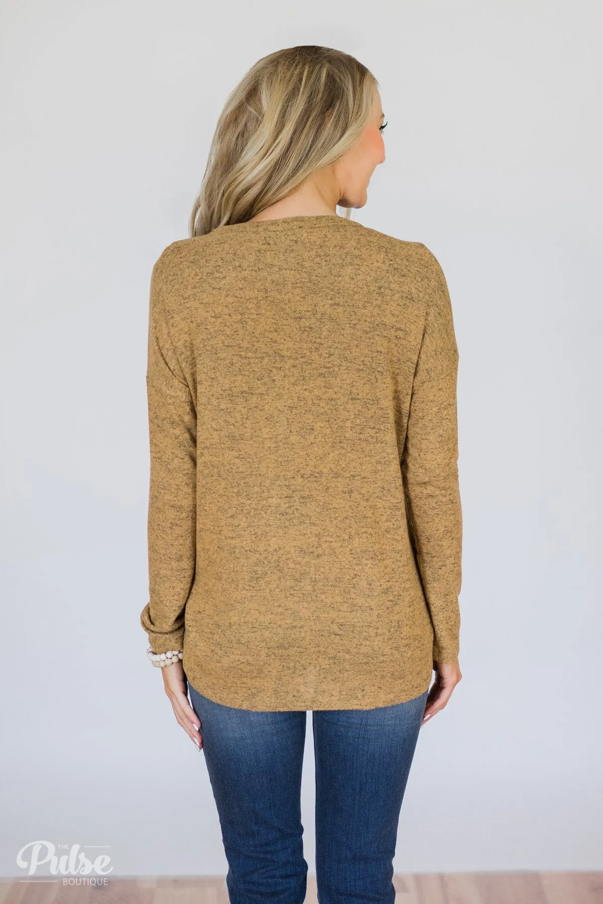 Dearly Loved Button Down Top- Heathered Mustard
