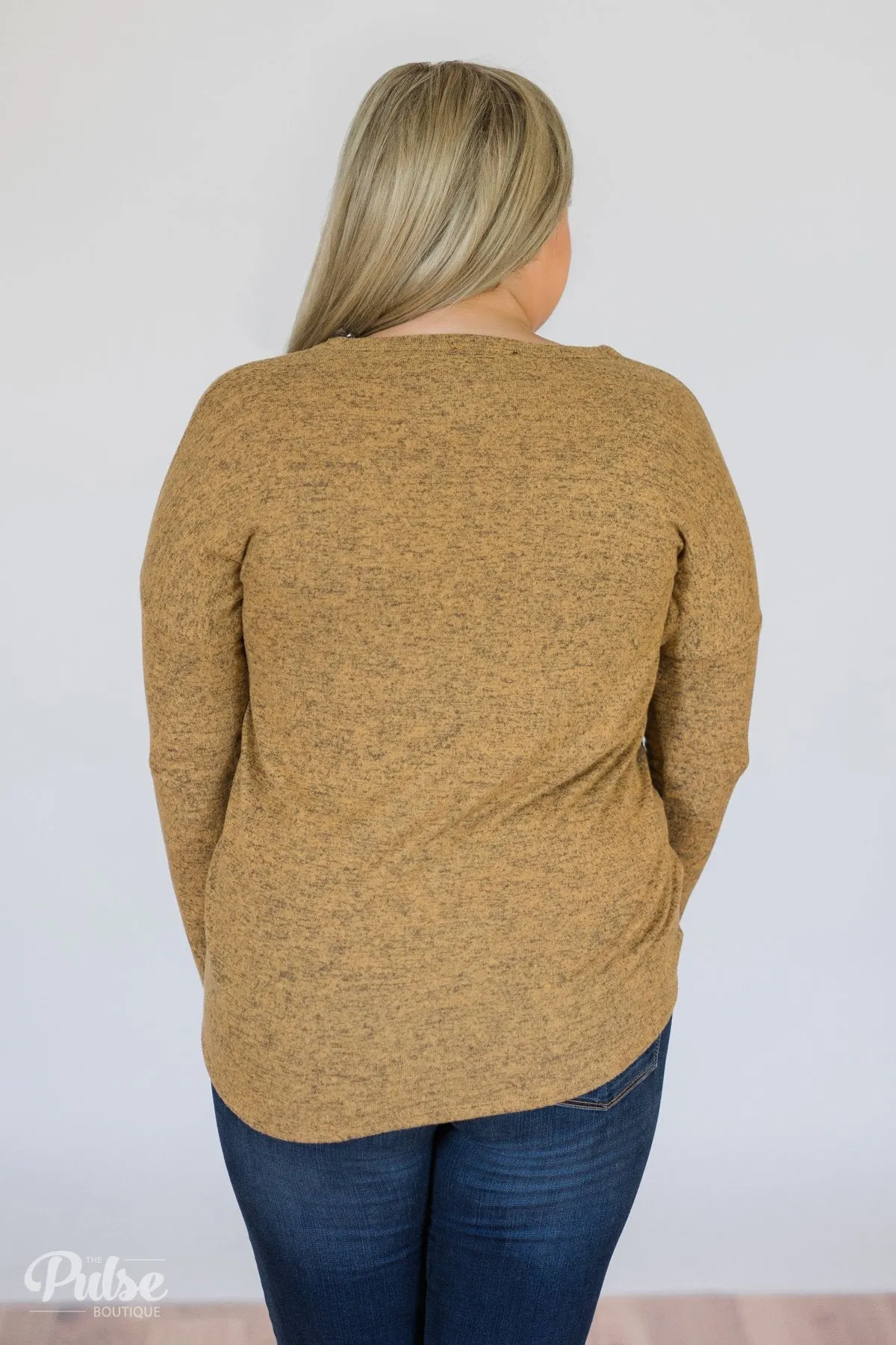 Dearly Loved Button Down Top- Heathered Mustard