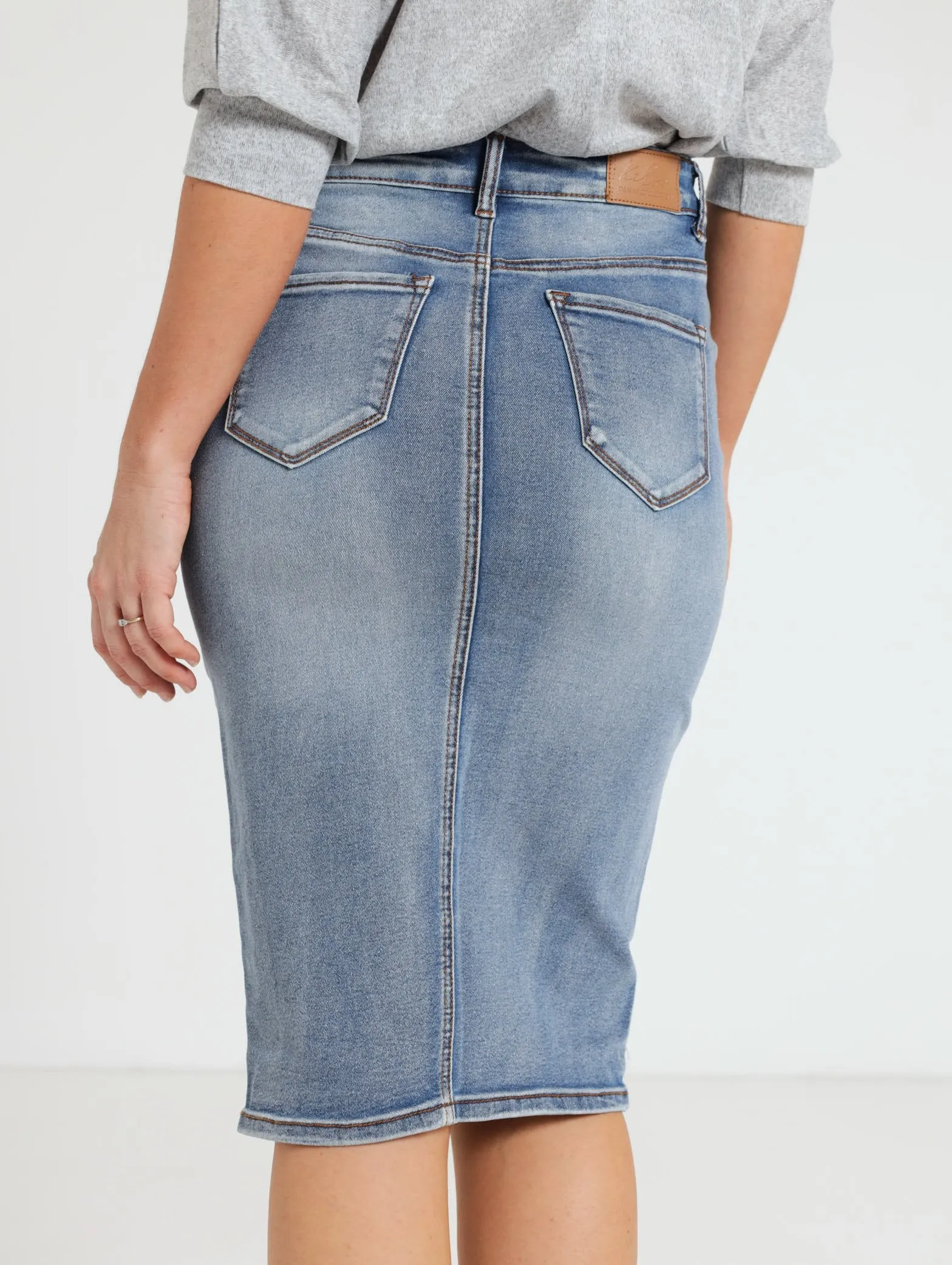 Denim Pencil Skirt - Dark Blue