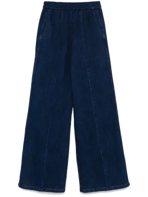 Denim wide-leg trousers