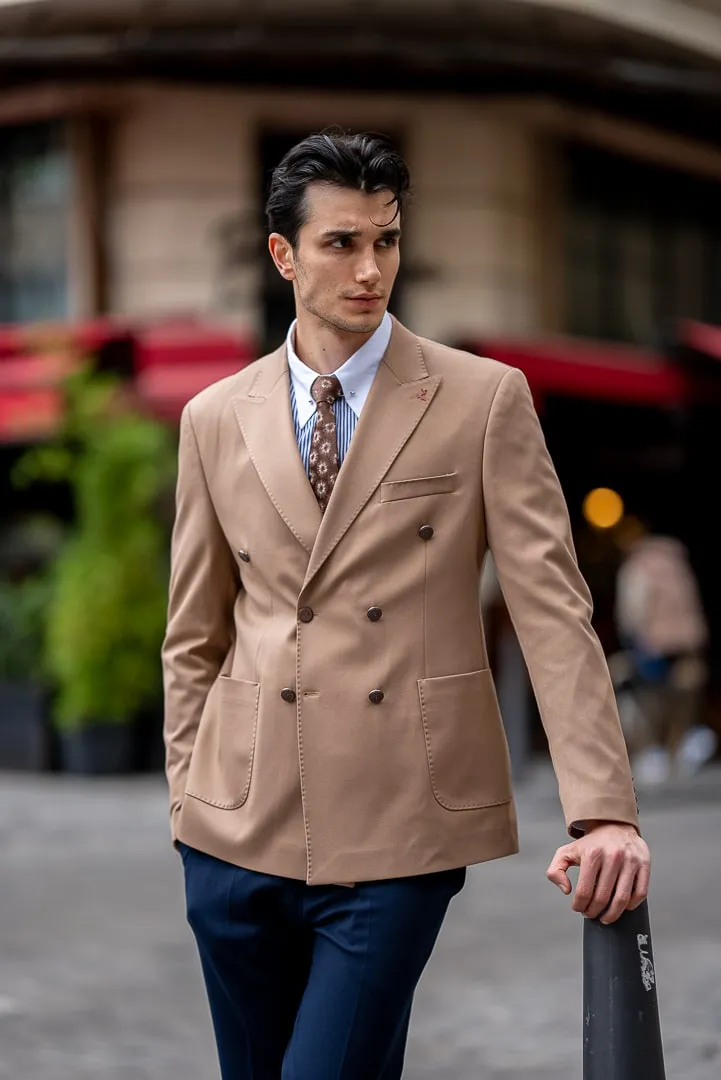 Desert Sand Double-Breasted Blazer