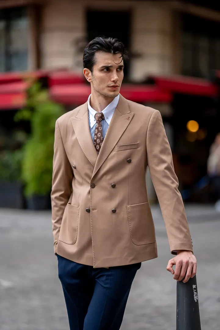Desert Sand Double-Breasted Blazer