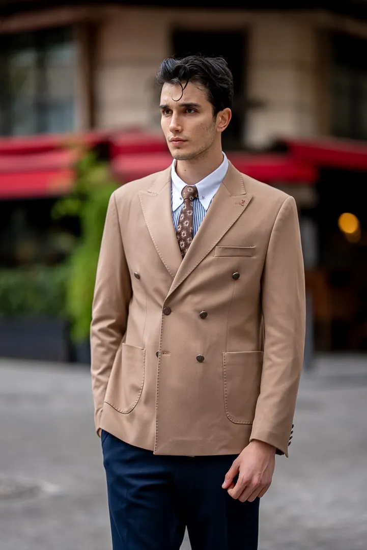 Desert Sand Double-Breasted Blazer