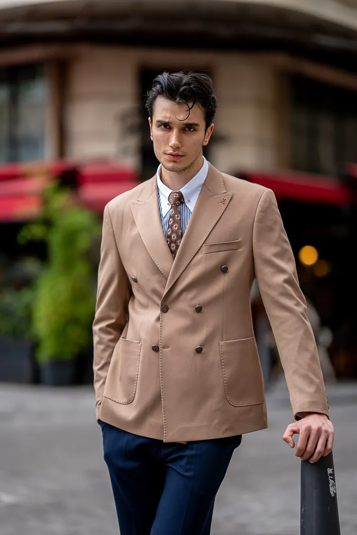 Desert Sand Double-Breasted Blazer