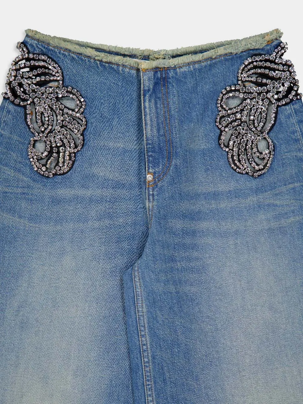 Diamanté Swirl Mid-Rise Jeans