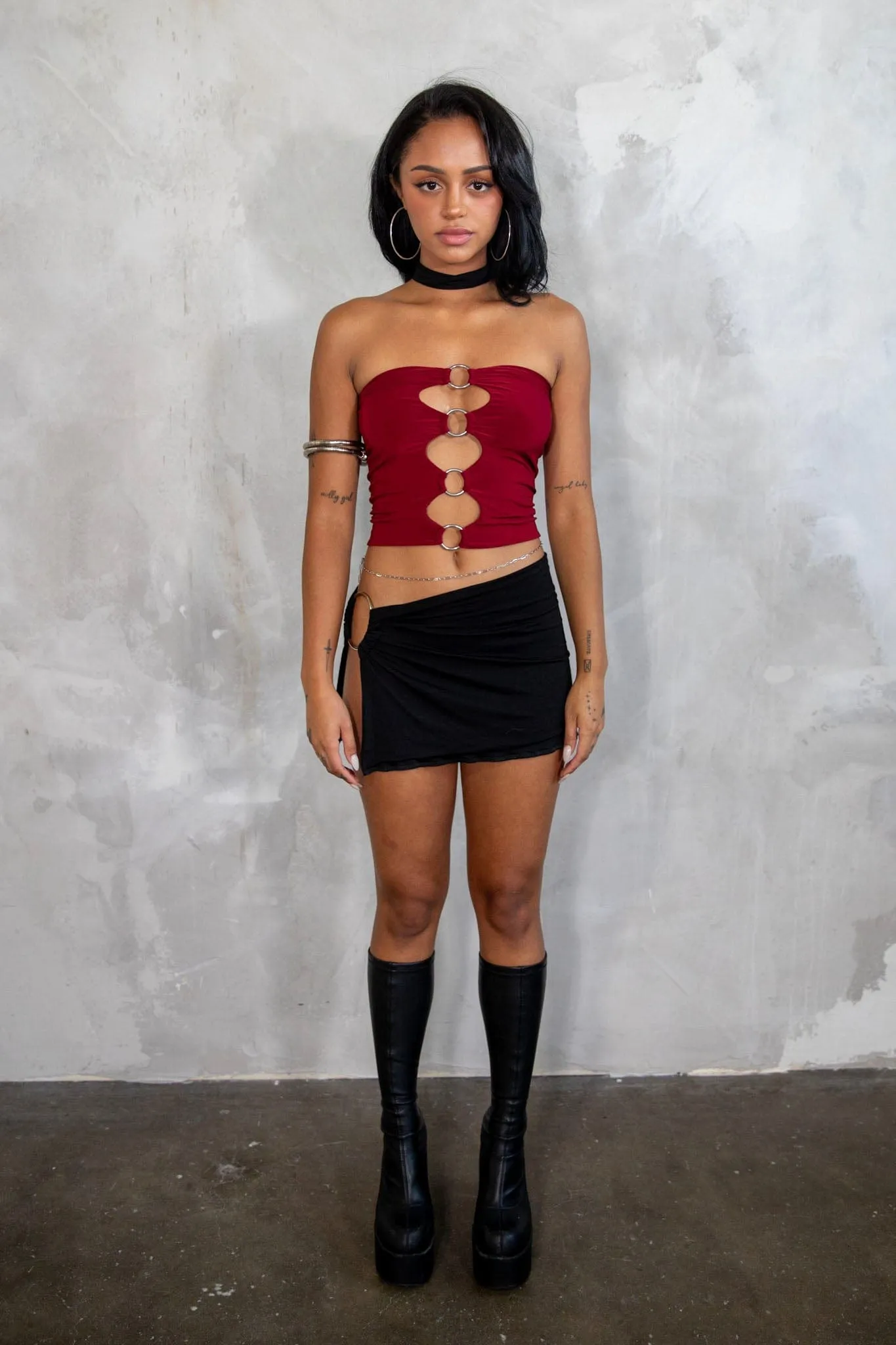 DISIAC Burgundy O Ring Tube Top