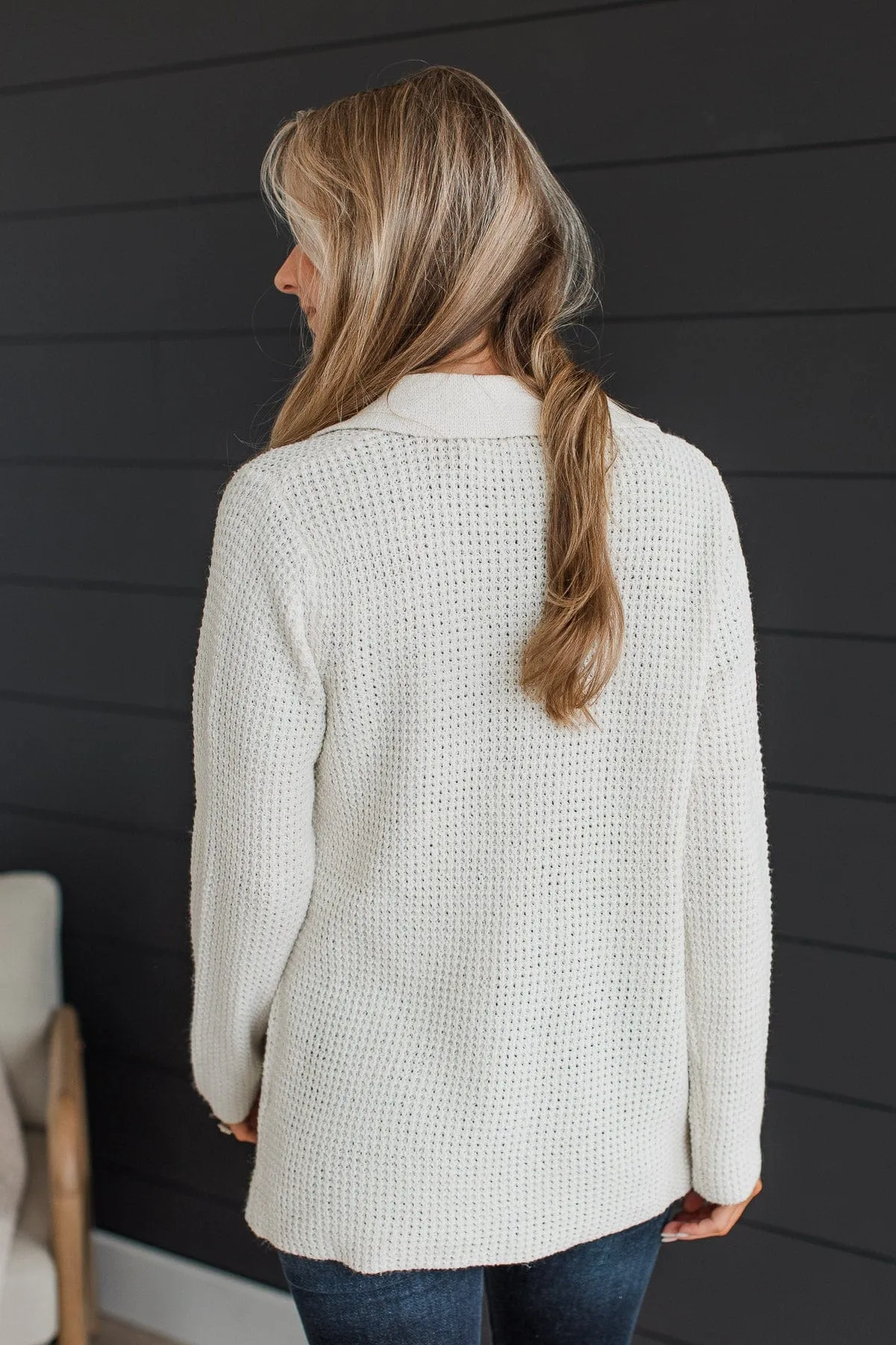 Don't Be Fooled Waffle Knit Button Top- Ivory