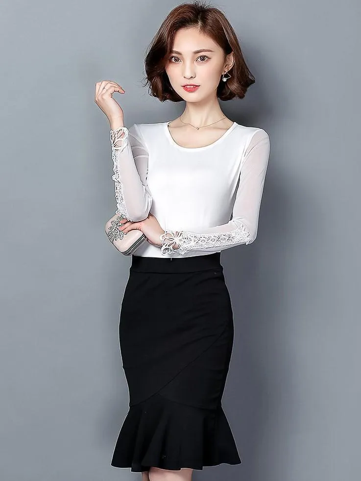 Dressy Sheer Lace Blouse Top